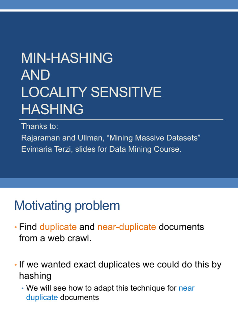Min Hash LSH | PDF