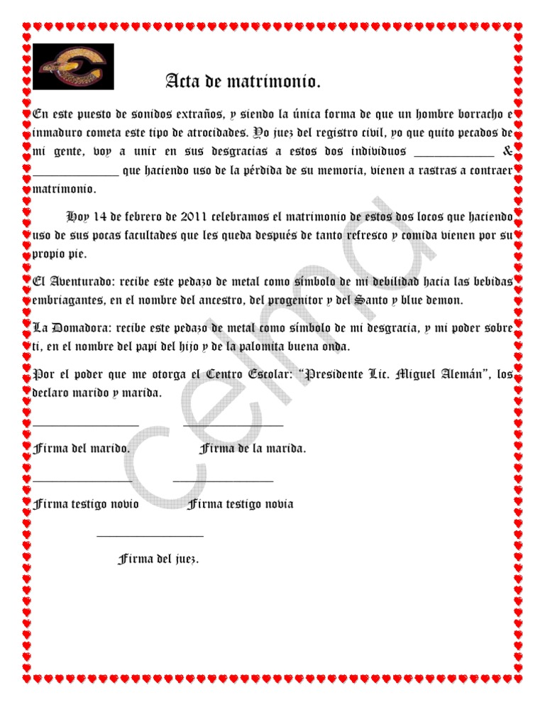 Acta de matrimonio