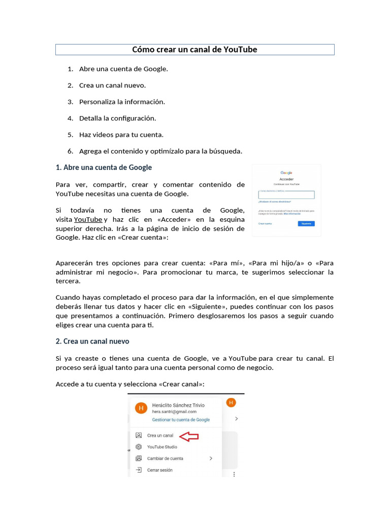 CREAR UN CANAL DE YOUTUBE intelligence overview