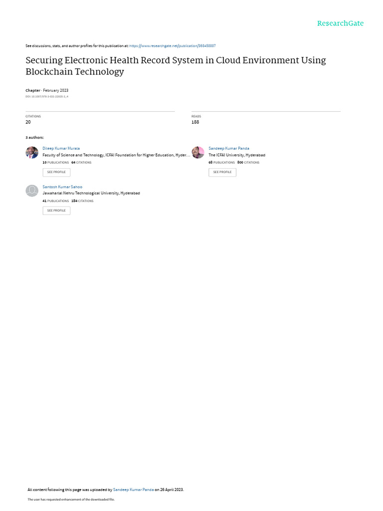 Securing Electronic Health Record System in Cloud Environment Using ...