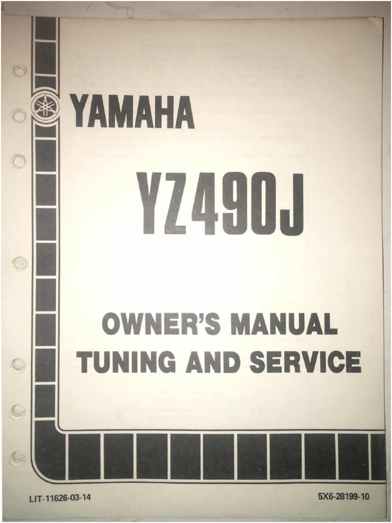 1982 Yz490j Shop Manual | PDF