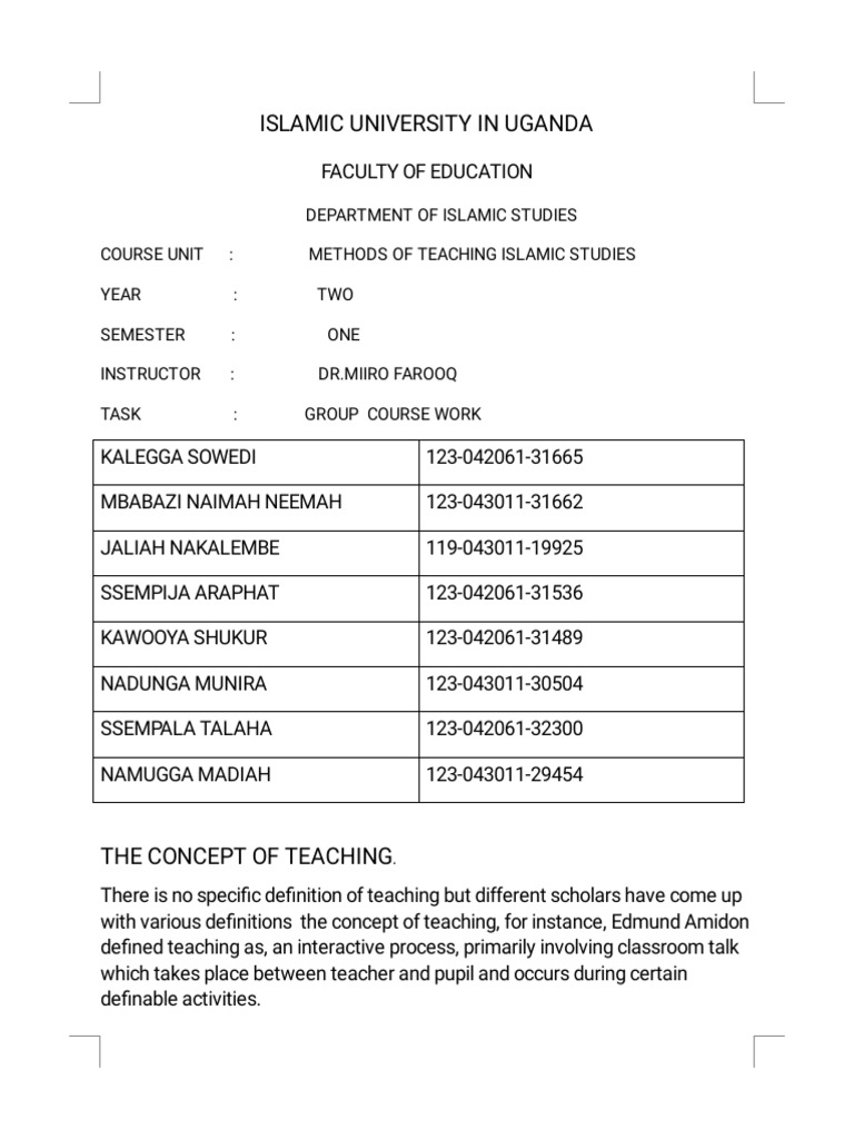 Methods of Teaching Islam | PDF | Teachers | Learning