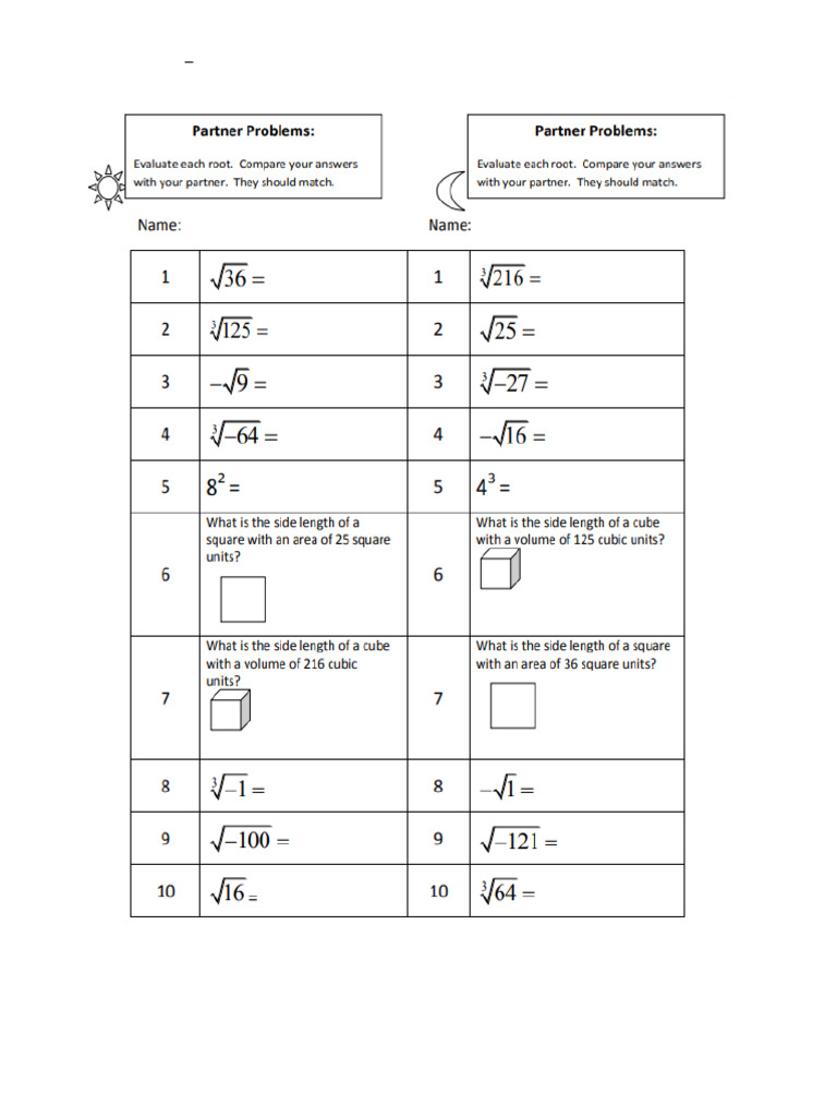 Math 8 CW #6 2.2 Roots | PDF