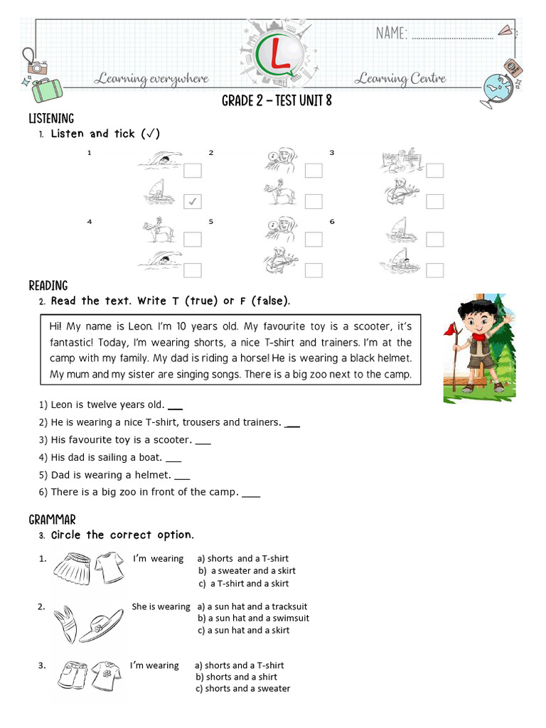 Test Unit 8 - Grade 2 - 2022 - 240529 - 125901 | PDF
