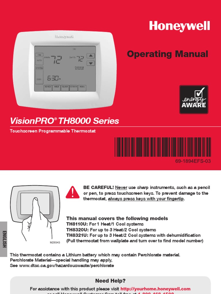 Honeywell Thermostat RTH8110U1003 | Air Conditioning | Thermodynamic