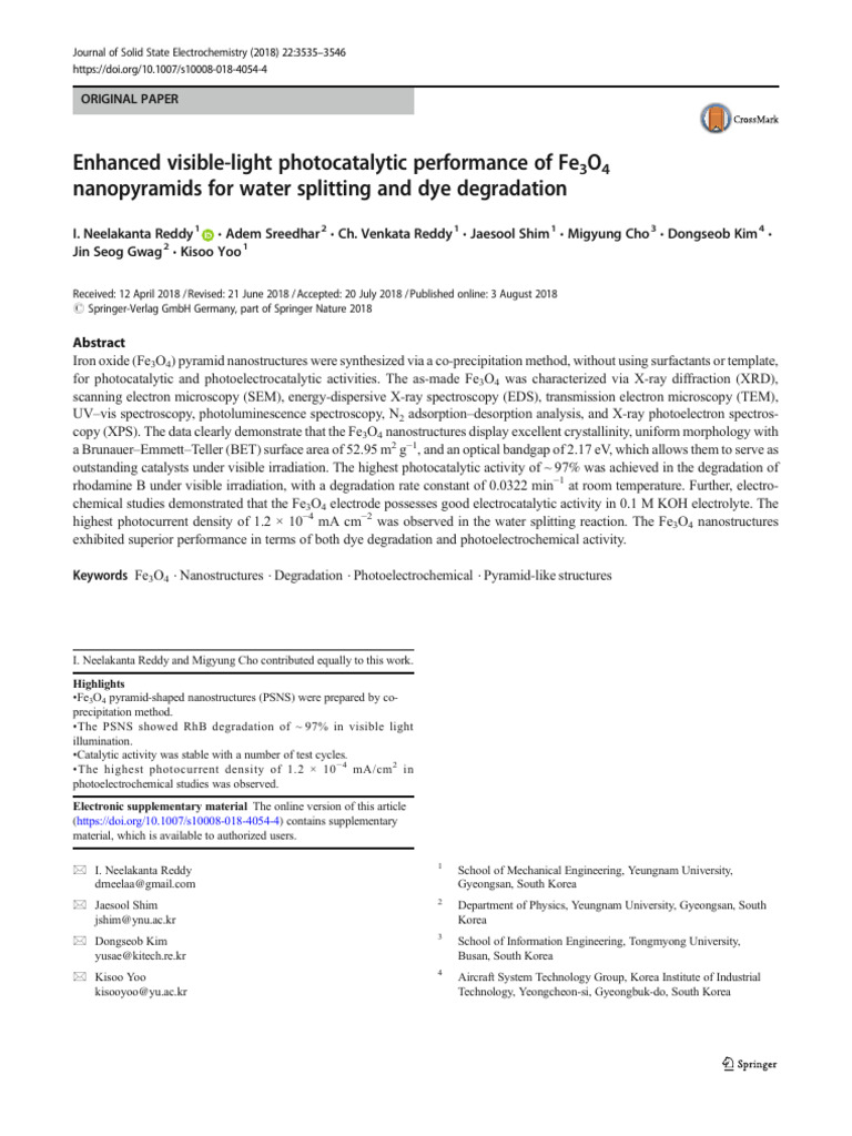 Enhanced Visible-Light Photocatalytic Performance of Fe O Nanopyramids ...