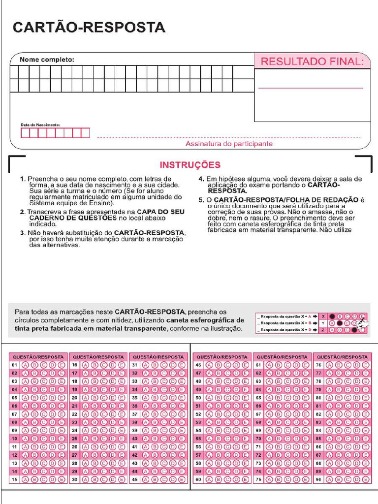 Cartão Resposta Físico | PDF