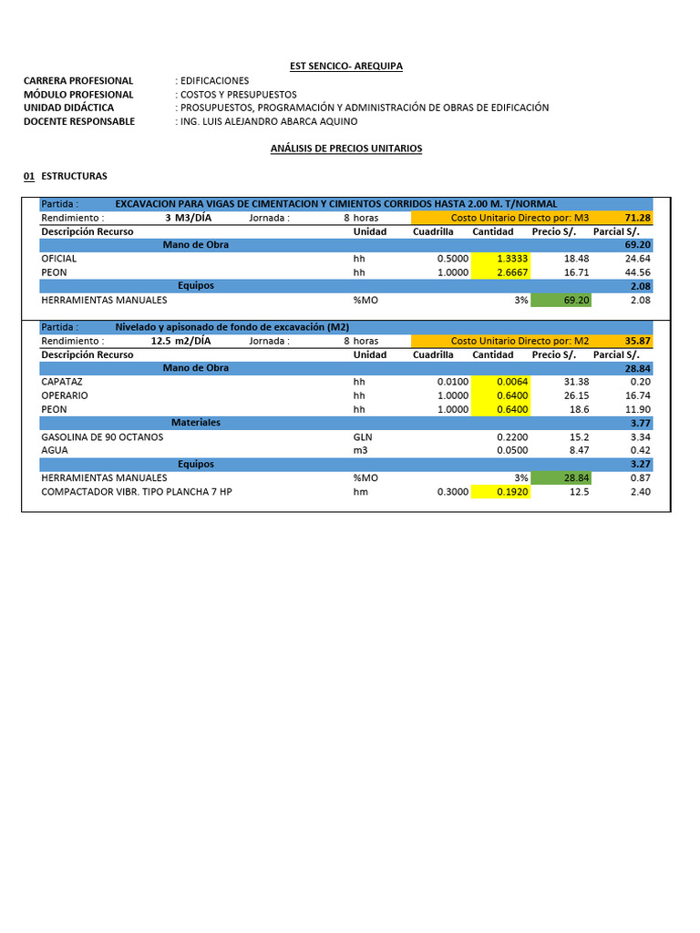 APU excel - ejemploqqw | PDF