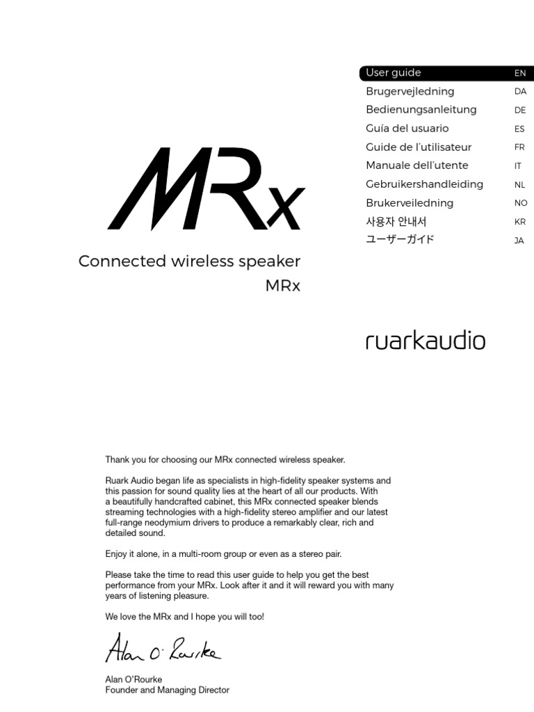 Ruark Audio Mrx Mk1 User Multi Language | PDF