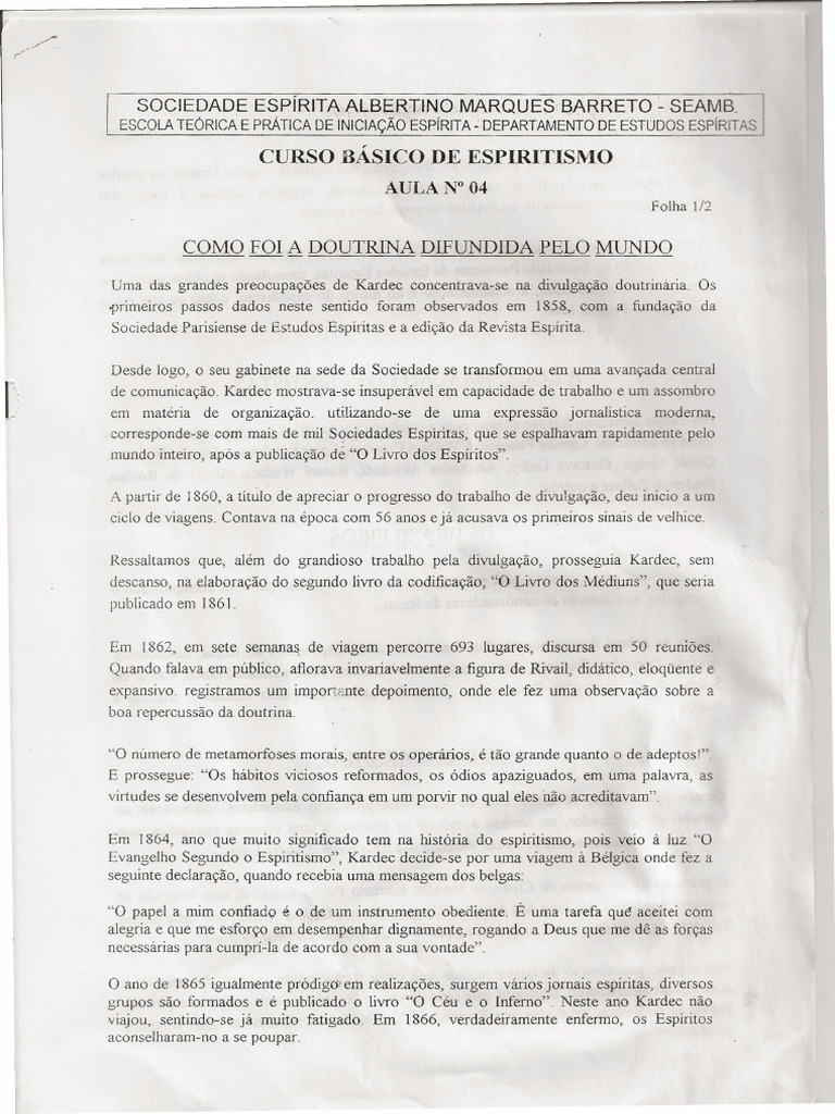Curso Basico De Espiritismo Pdf