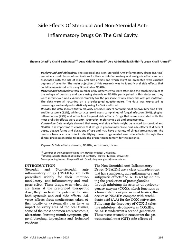 Side Effects of Steroidal and Non-Steroidal Anti-I | PDF