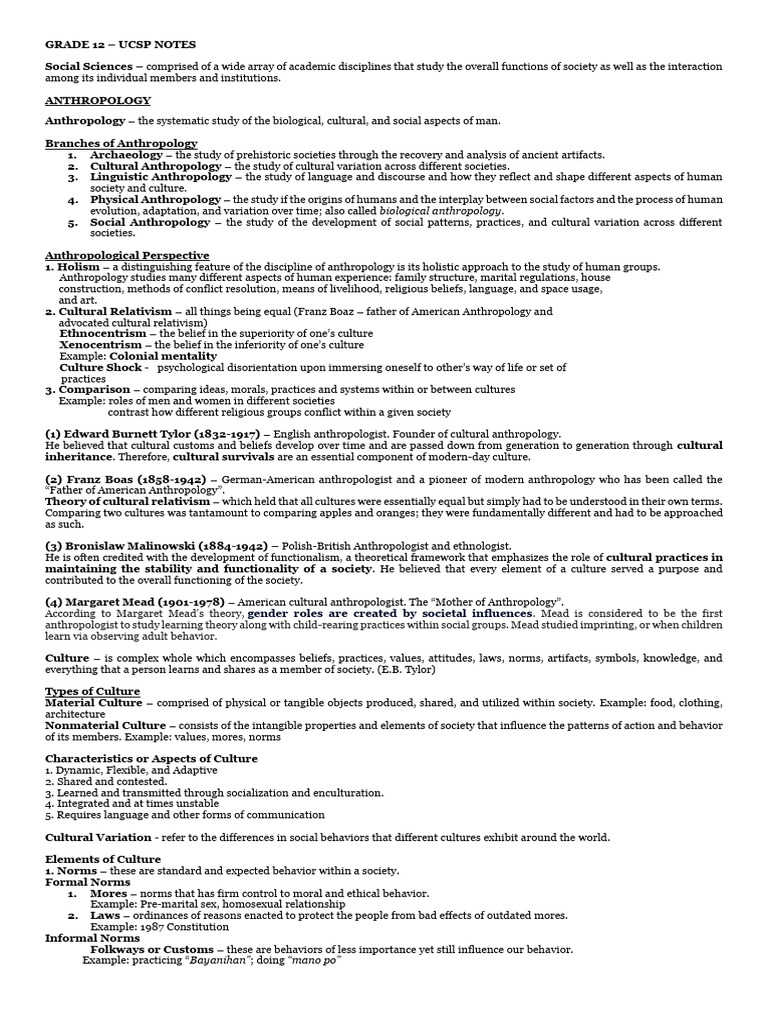 1st Q Ucsp Notes 2024 | PDF