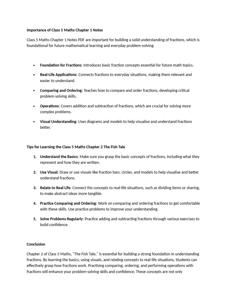 Importance of Class 5 Maths Chapter 1 Notes | PDF