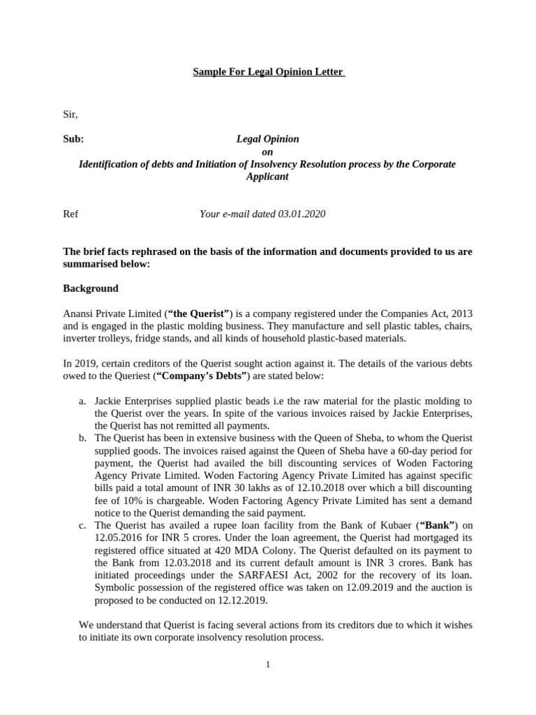 Template - Legal Opinion Lyst2968 | PDF