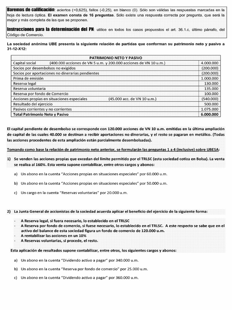 Exámen Contabilidad Financiera Superior Pdf