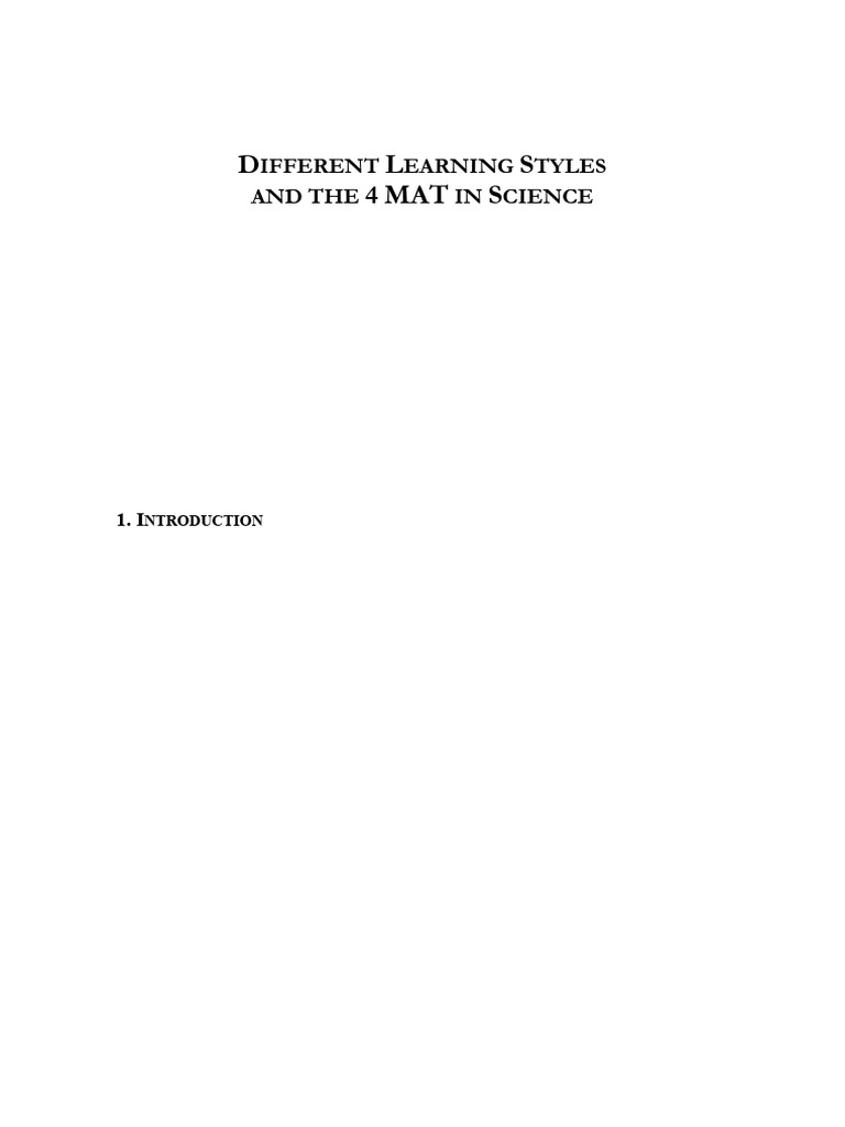 Different Learning Styles and The 4 MAT in Science | PDF | Learning ...