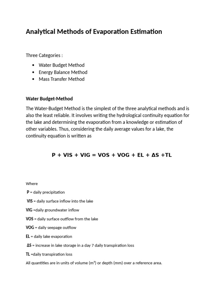 Analysis of Evaporation | PDF