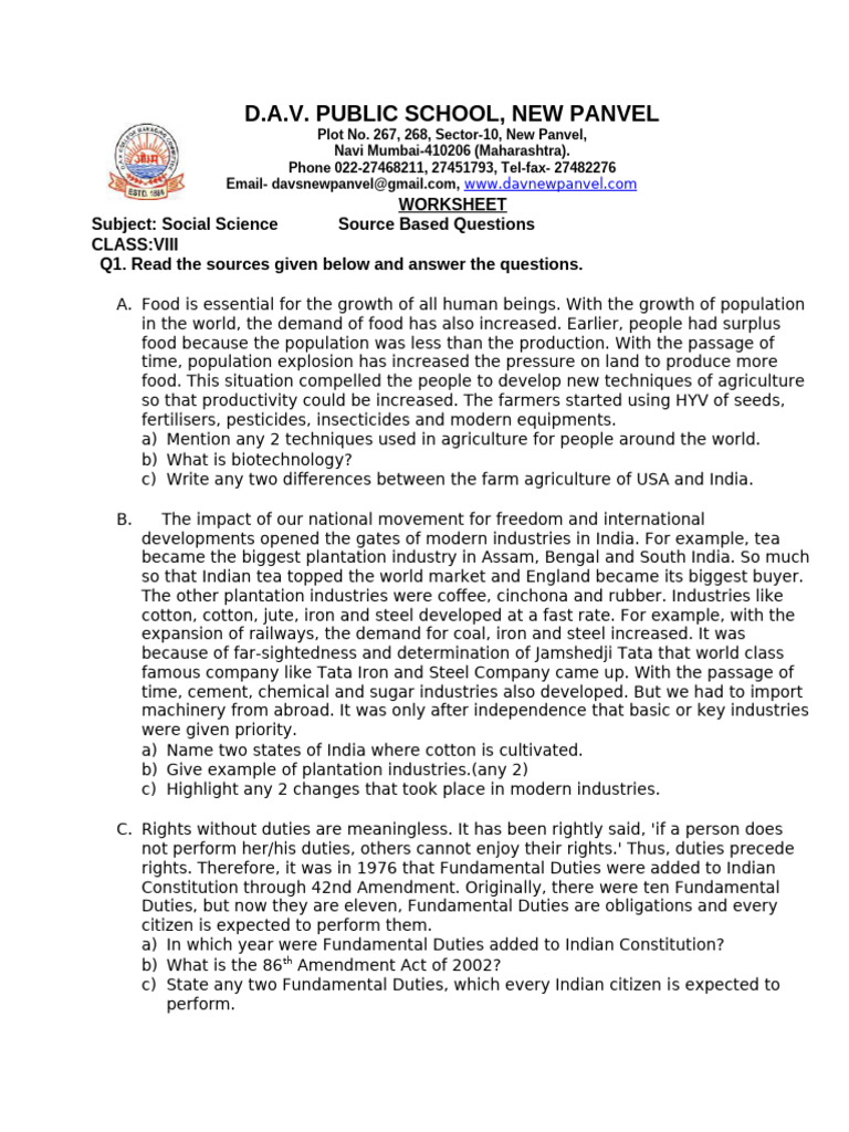 Source based questions viii 24 25 pdf agriculture