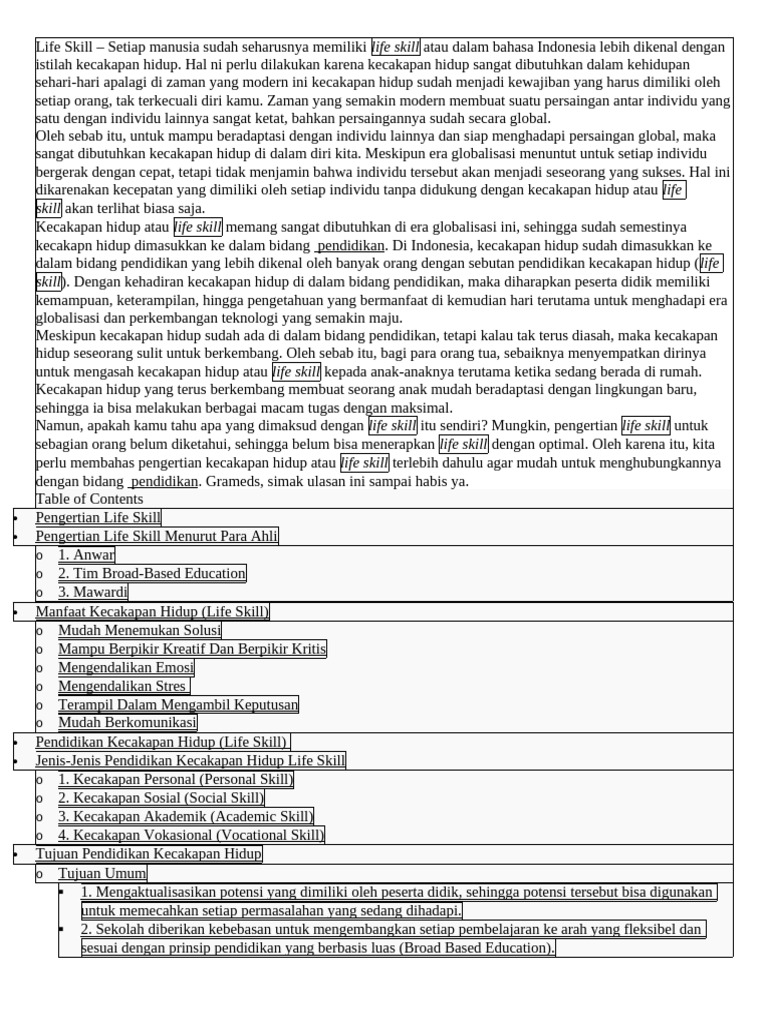 Life Skill | PDF