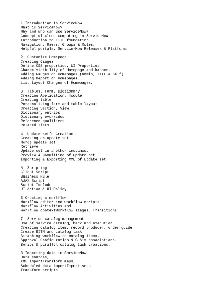 Servicenow Developer Training Curriculum | PDF