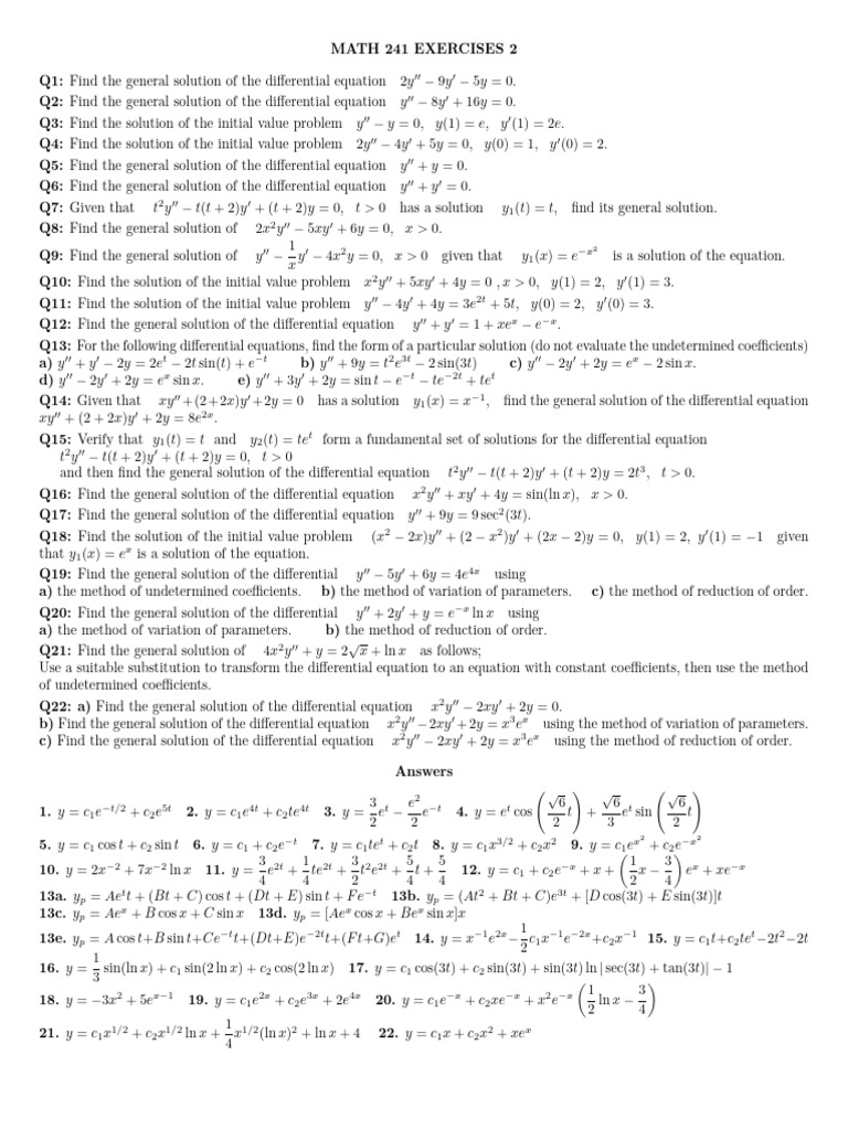 241 Exercises2 3 | PDF