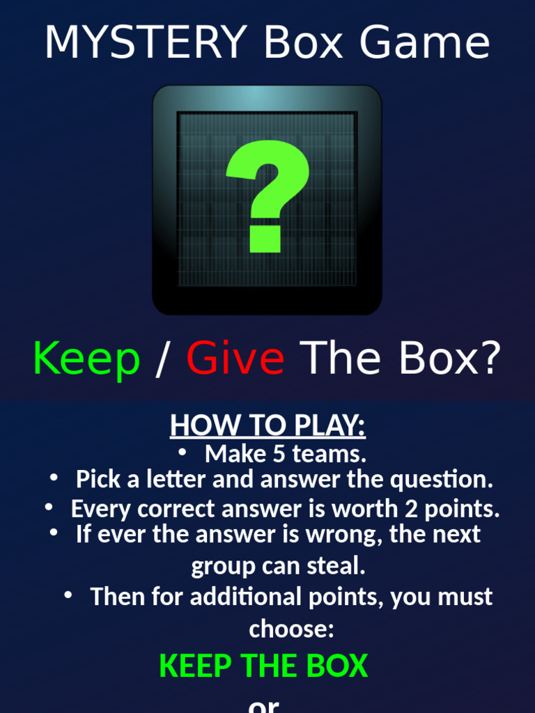 Mystery Box Game 9.1 | PDF
