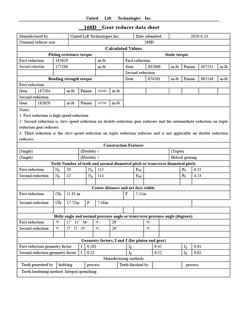 1 - 160D英文数据表 reducer sheet | PDF