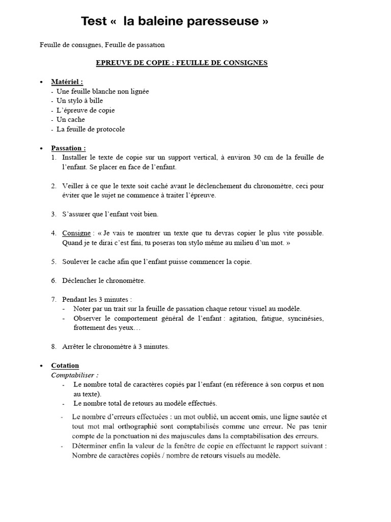 Test de La Baleine | PDF