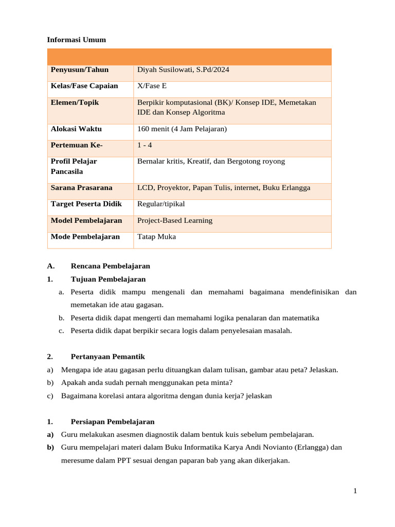 Modul Ajar Informatika 2 | PDF