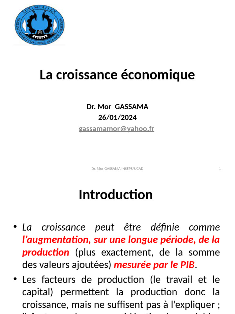 La Croissance Ã© Conomique GASSAMA | PDF
