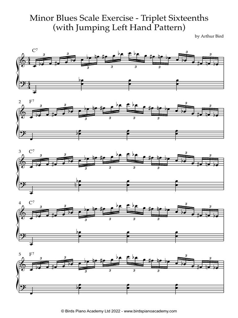 Minor Blues Exercise - Triplet 16ths (With Left Hand Jumping Pattern) | PDF