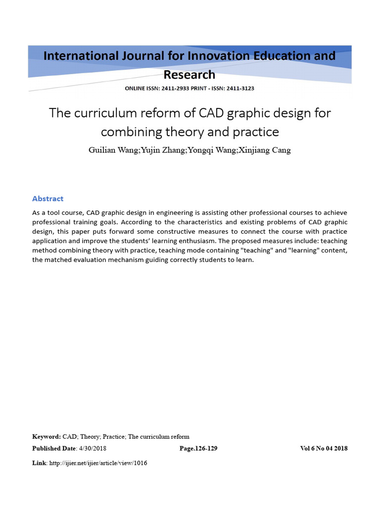 The Curriculum Reform of CAD Graphic Design For Combining Theory and ...