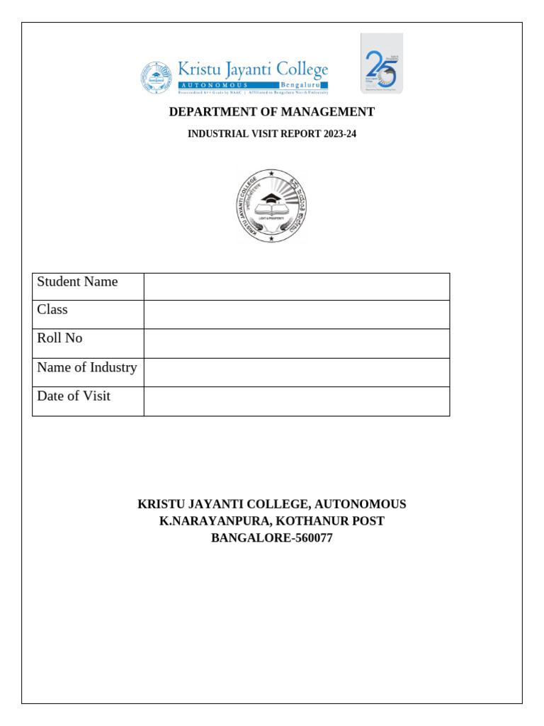 Industrial Visit Report Format Pdf