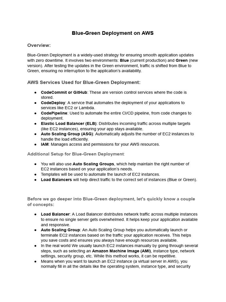 Blue-Green Deployment on AWS Overview | PDF | Load Balancing (Computing ...