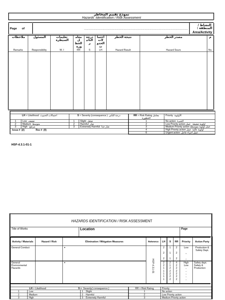 1- (نموذج تقييم المخاطر) Risk Assement HSF-4.3.1-01-1-1-1 | PDF
