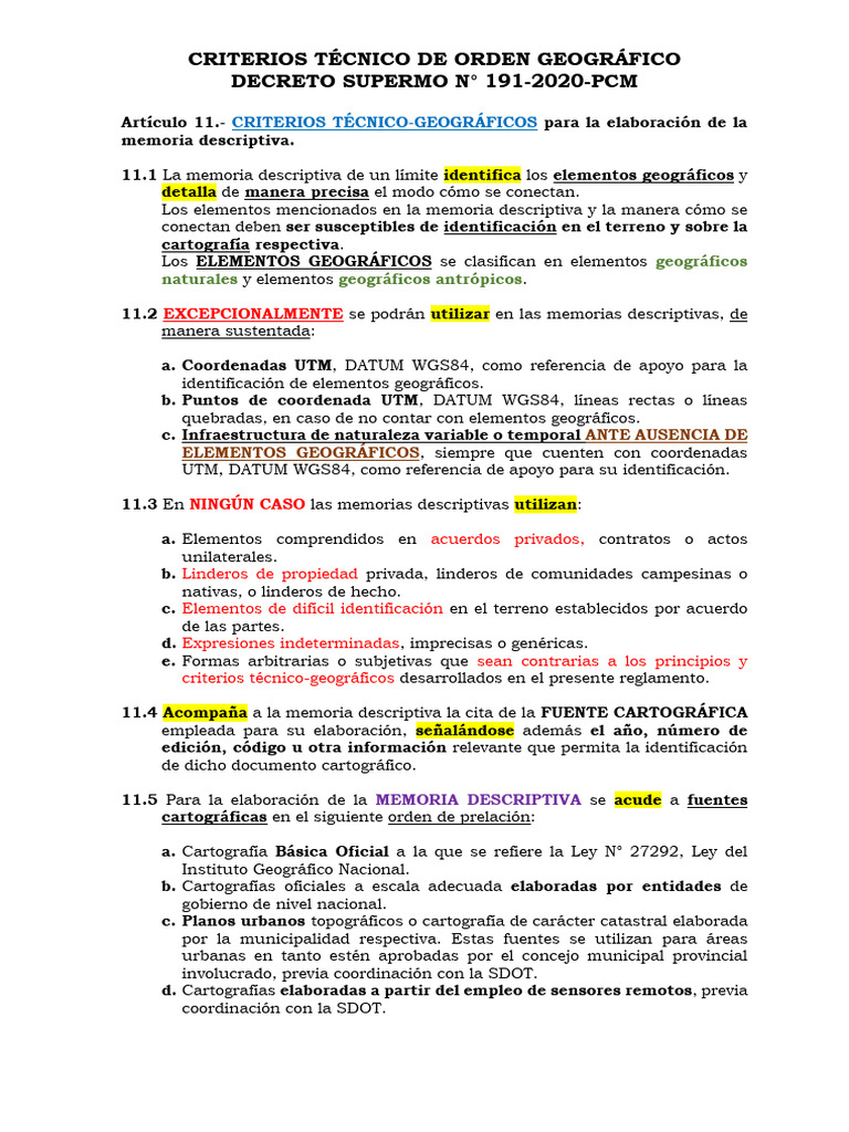 Criterios Técnicos de Orden Geográfico - DS 191-2020 | PDF