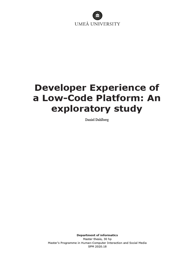 Developer Experience of A Low-Code Platform - An Exploratory Study | PDF