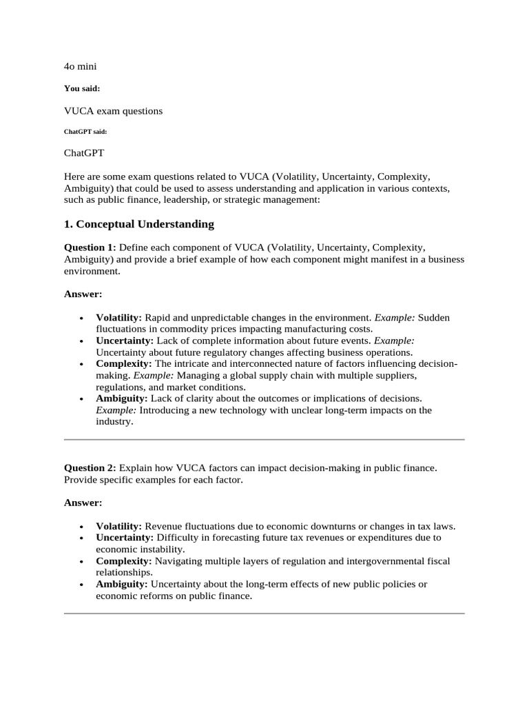 VUCA Questions | PDF