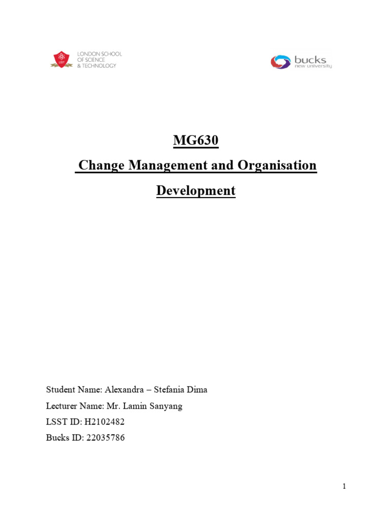 MG630 Change and Organisational Development | PDF