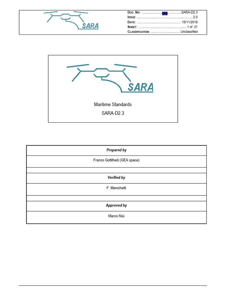 Maritime Standards SARA-D2.3 | PDF