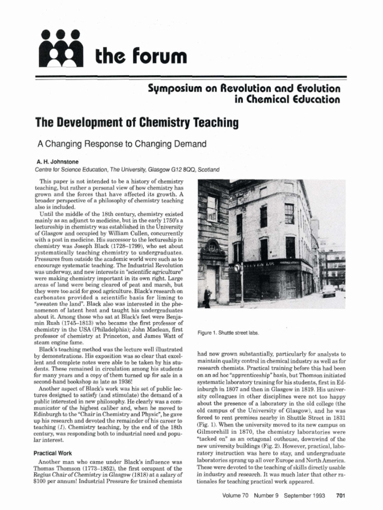Johnstone 1993 The Development of Chemistry Teaching A Changing ...