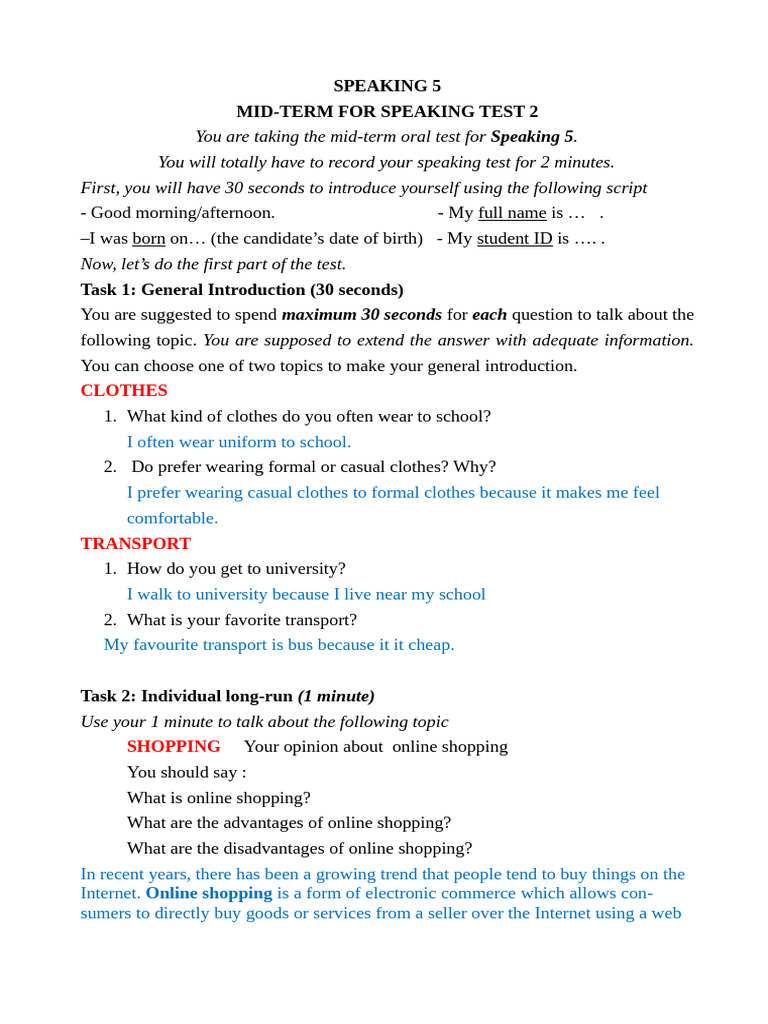 Speaking 5 | PDF