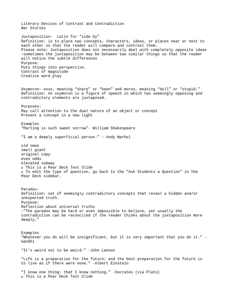 Literary Devices of Contrast | PDF