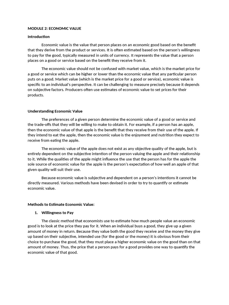 Economic Value | PDF
