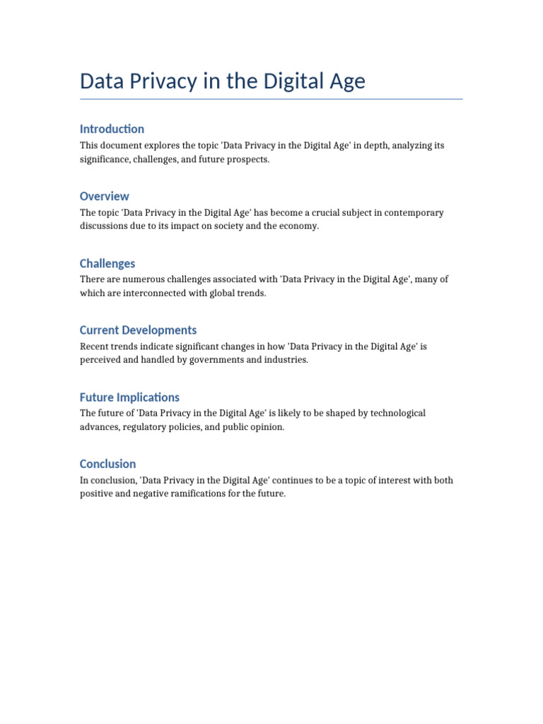 Data Privacy in The Digital Age PDF