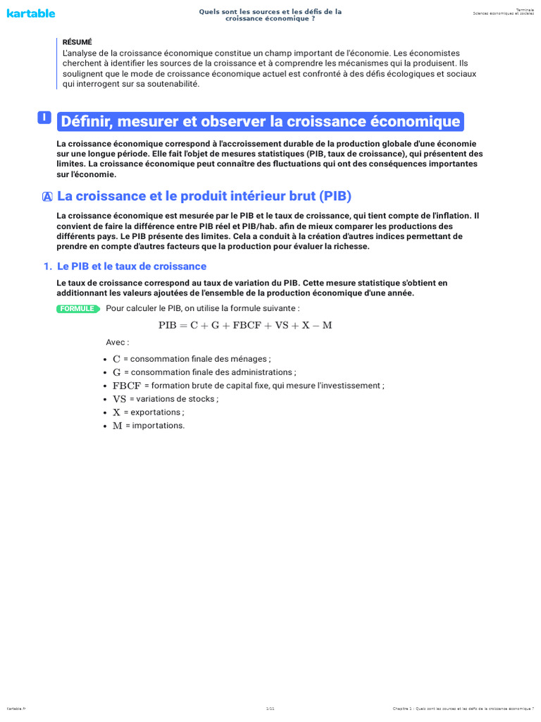 Quels Sont Les Sources Et Les Defis de La Croissance Economique | PDF