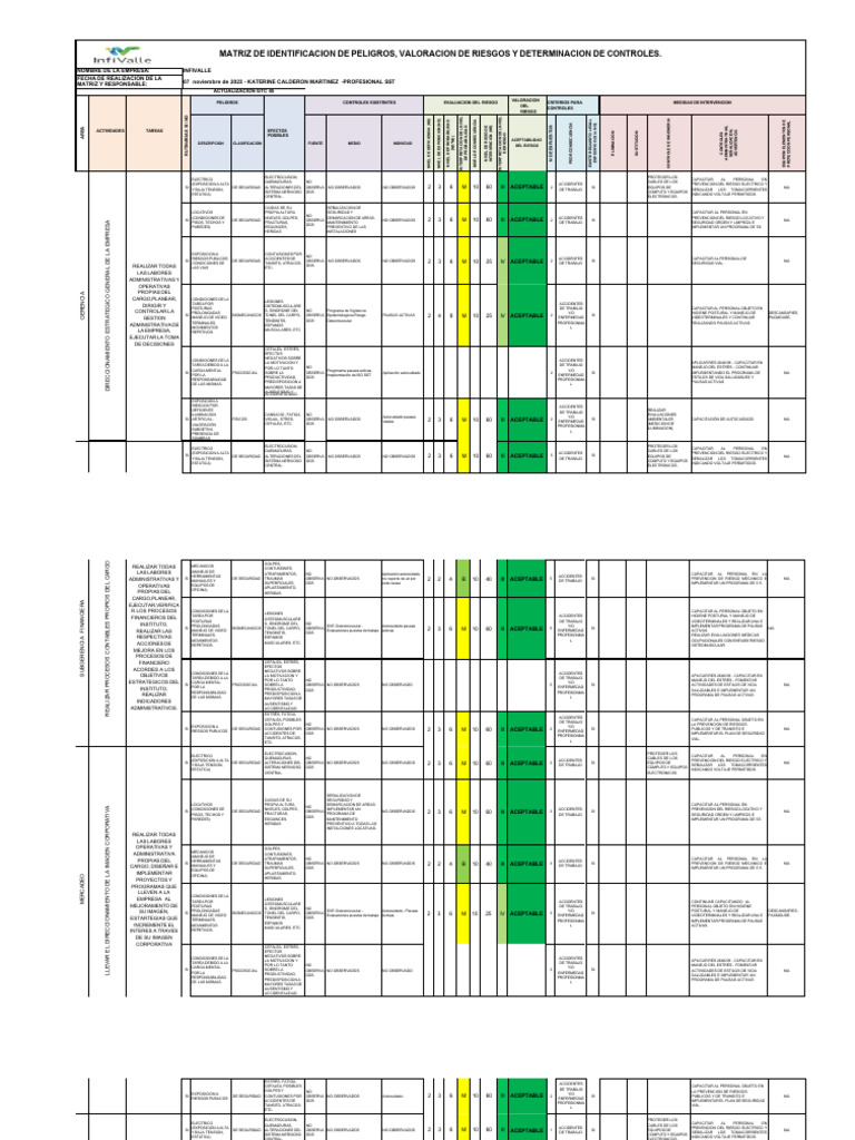 Matriz de Riesgos y Controles SST | PDF | Medicina CLINICA