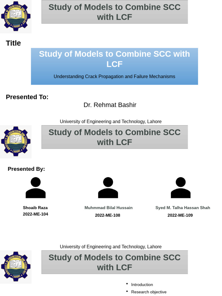 SCC & LCF (SDP P1) | PDF | Fatigue (Material) | Science & Mathematics