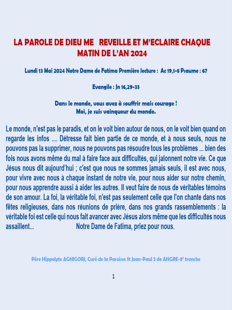 Parole de Vie 13 Mai 2024 2 | PDF