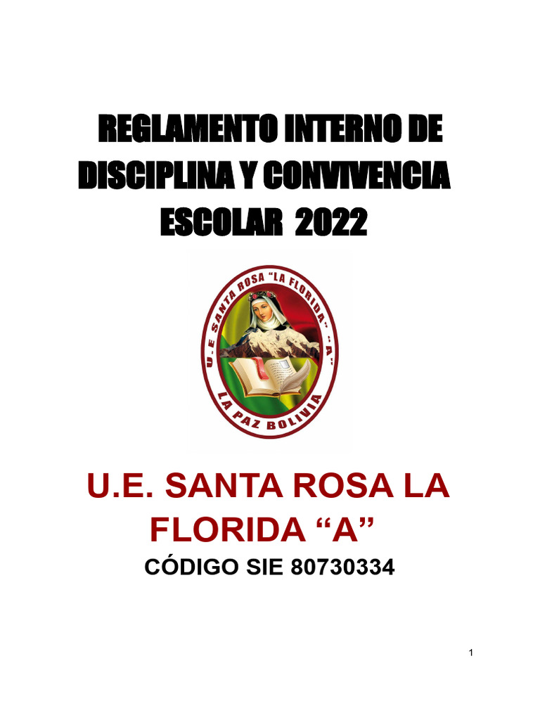 Reglamento Interno de Disciplina y Convivencia Escolar 2022 | PDF